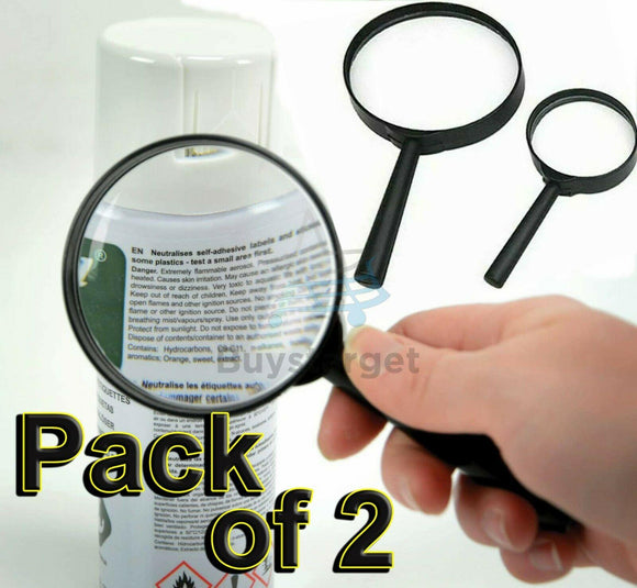 Set of 2 Magnifying Glasses Handheld Magnifier Reading Loupe Glass Lens Eye UK