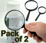 Set of 2 Magnifying Glasses Handheld Magnifier Reading Loupe Glass Lens Eye UK
