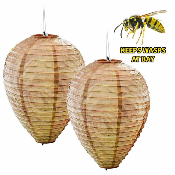 2 x Anti Wasp Paper Decoy Wasps Nests Humane Pest Control Simulated Deterrent