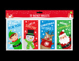 4x 3D Christmas Money Wallets Glitter Gift Card Voucher Envelopes Luxury Cute