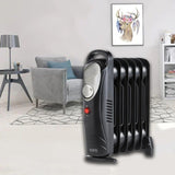 Electric Oil Filled Radiator Portable Heater 6 Fin Thermostat Compact Space Warm