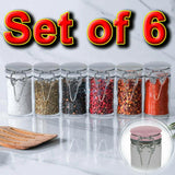 6x Mini Clip Top Glass Spice Jars Herbs Preserve Seal Canister Container 75ml