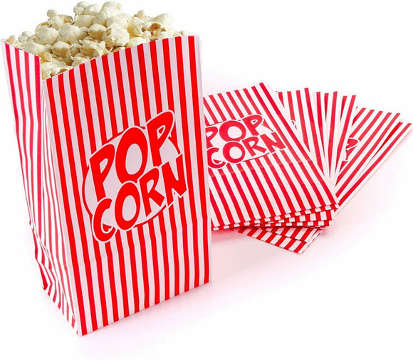 8 Popcorn Bags Movie Cinema Party Night Snack Birthday Treat Food Retro Paper - Buystarget
