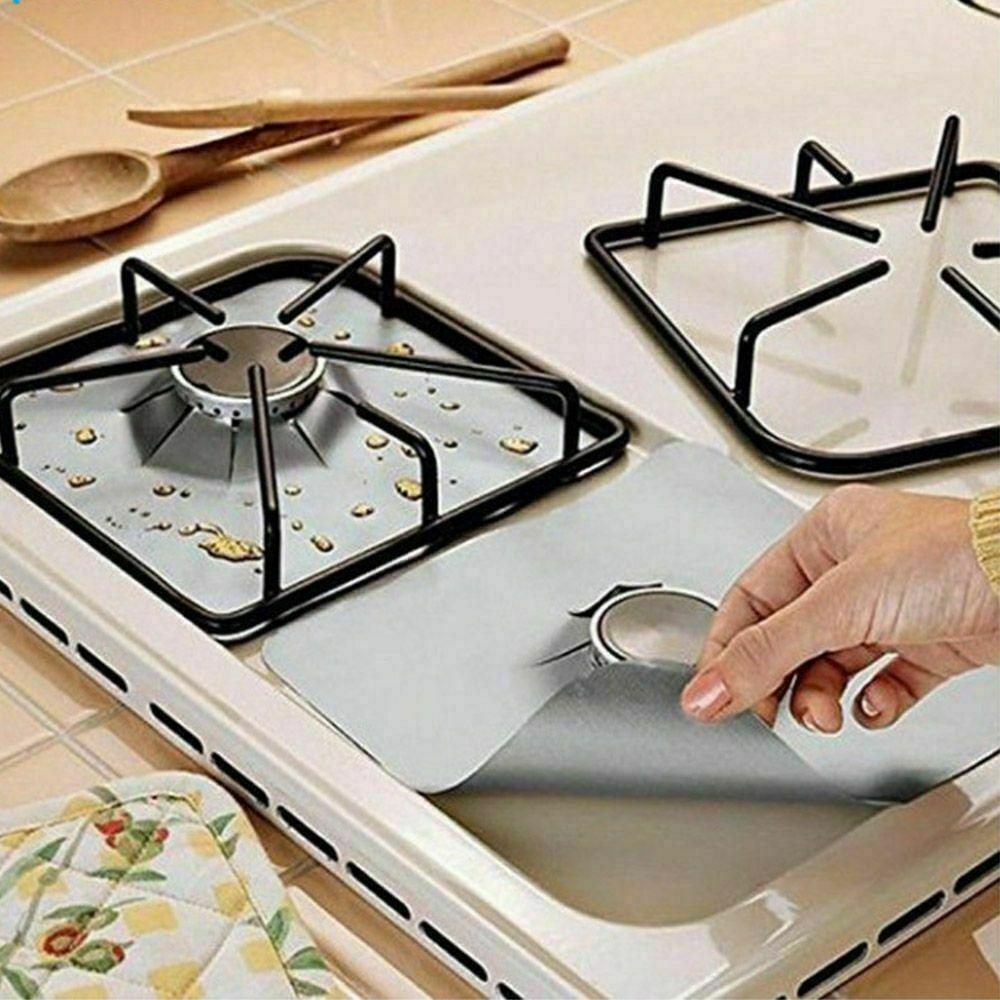 4x Reusable Gas Cooker Stove Hob Protector Liner Non Stick Reversible ...