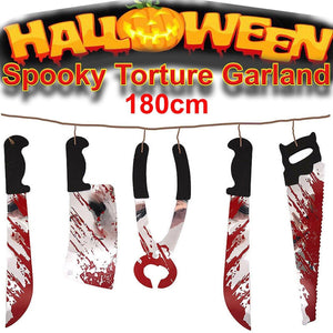 Halloween Hanging Decoration Spooky Torture Tool Garland String Banner Prop UK