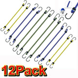 12 Pack Bungee Cords Wires with Hooks Cables Straps Bungie Elastic Rope Tie