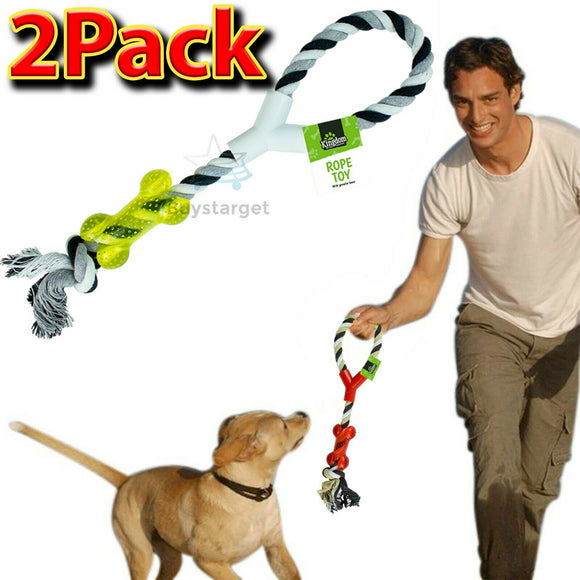 2 x Heavy Duty Large Strong Pull Rope Toy With Chew Bone Tug Toy Fetch Puppy Dog - Buystarget