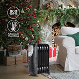 Electric Oil Filled Radiator Portable Heater 6 Fin Thermostat Compact Space Warm