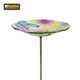 Glass Bird Bath Feeder Bowl Wild Bird Table Station Outdoor Garden Decor UK