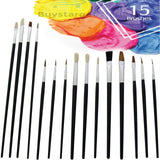 15PC Artist  Professional Brush Set Oil Acrylic Watercolour