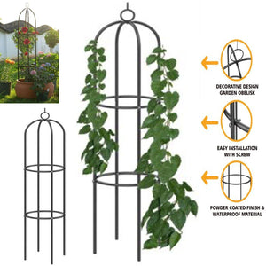 Plant Support Garden Obelisk Climbing Twisting Frame Metal Stand Trellis Black