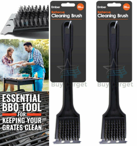 2x Heavy Duty Barbecue BBQ Wire Cleaning Brush & Scraper Grill Cleaner Tool
