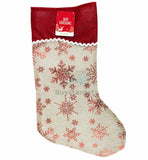 4x Jute Hessian Christmas Xmas Stocking Stockings Foil Printed Santa Gift Sack