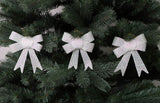 3x Sparkling Tinsel Silver White Bows Christmas Tree Gift Decoration Glitter