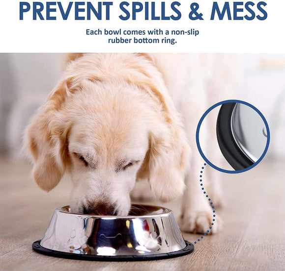 Large Anti Skid Dog Puppy Pet Animal Feeding Bowl Stainless Steel Food Water