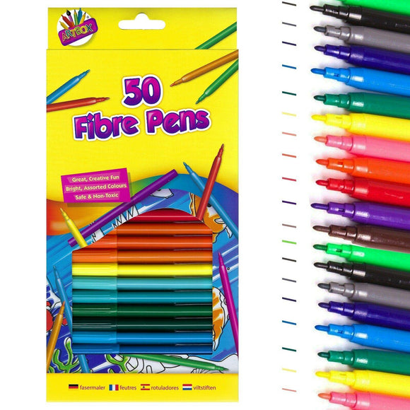 50x Felt Tip Pens Marker Fine Colour Art Craft Colouring Drawing Kid Felt Fibre