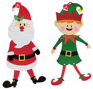 Large Felt Santa Or Elf Hanging Christmas Fabric Decoration Window Wall Tree - Buystarget