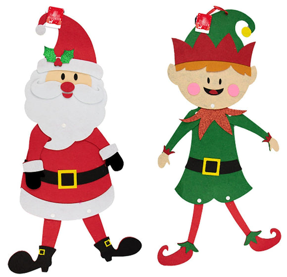 Large Felt Santa Or Elf Hanging Christmas Fabric Decoration Window Wall Tree - Buystarget