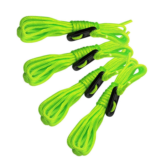 ??Fluorescent 4 Pack Guy Rope 3.8m Hi Vis Ropes Lines With Runners Tent Camping - Buystarget