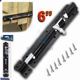 150mm Heavy Duty  Tower Bolt Straight Black Lock Slide Gate Door Latch Shed UK
